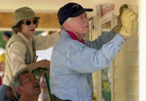 Jimmy and Rosalynn Carter on a Habitat for Humanity project